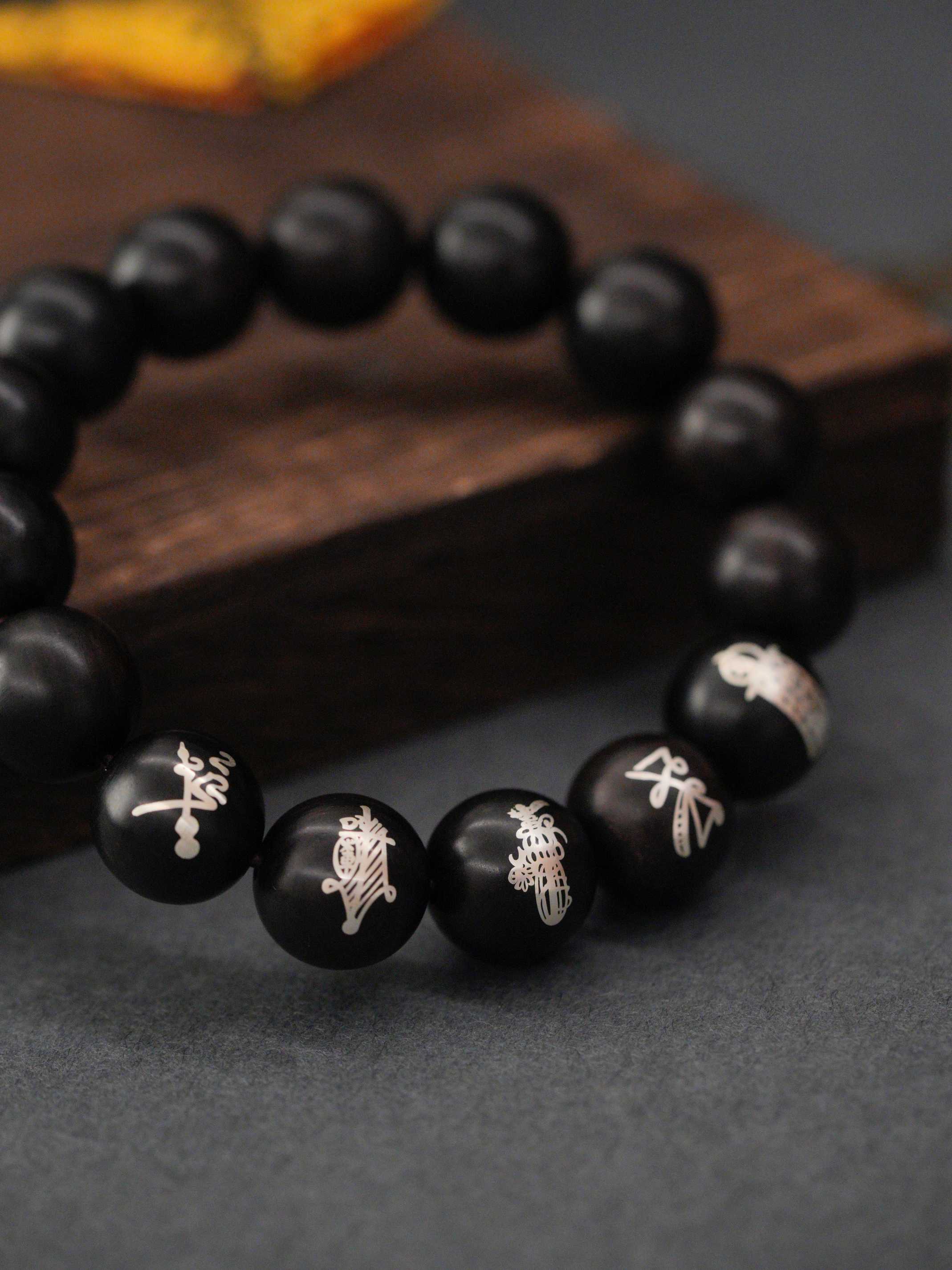 Natural Ebony Five Directions God of Wealth Bracelet