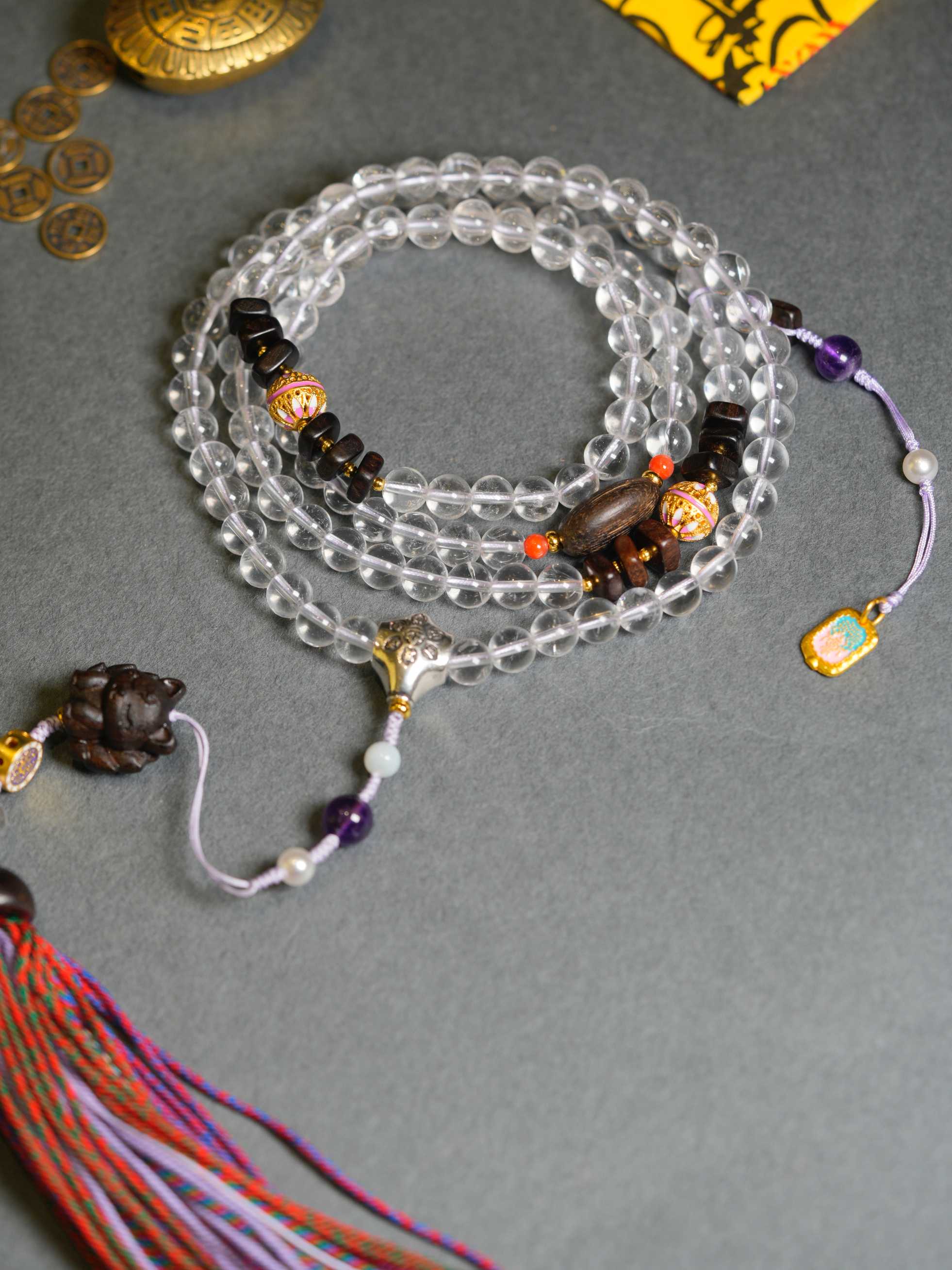 Natural Clear Quartz Wealth-Attracting Prayer 108 Beads