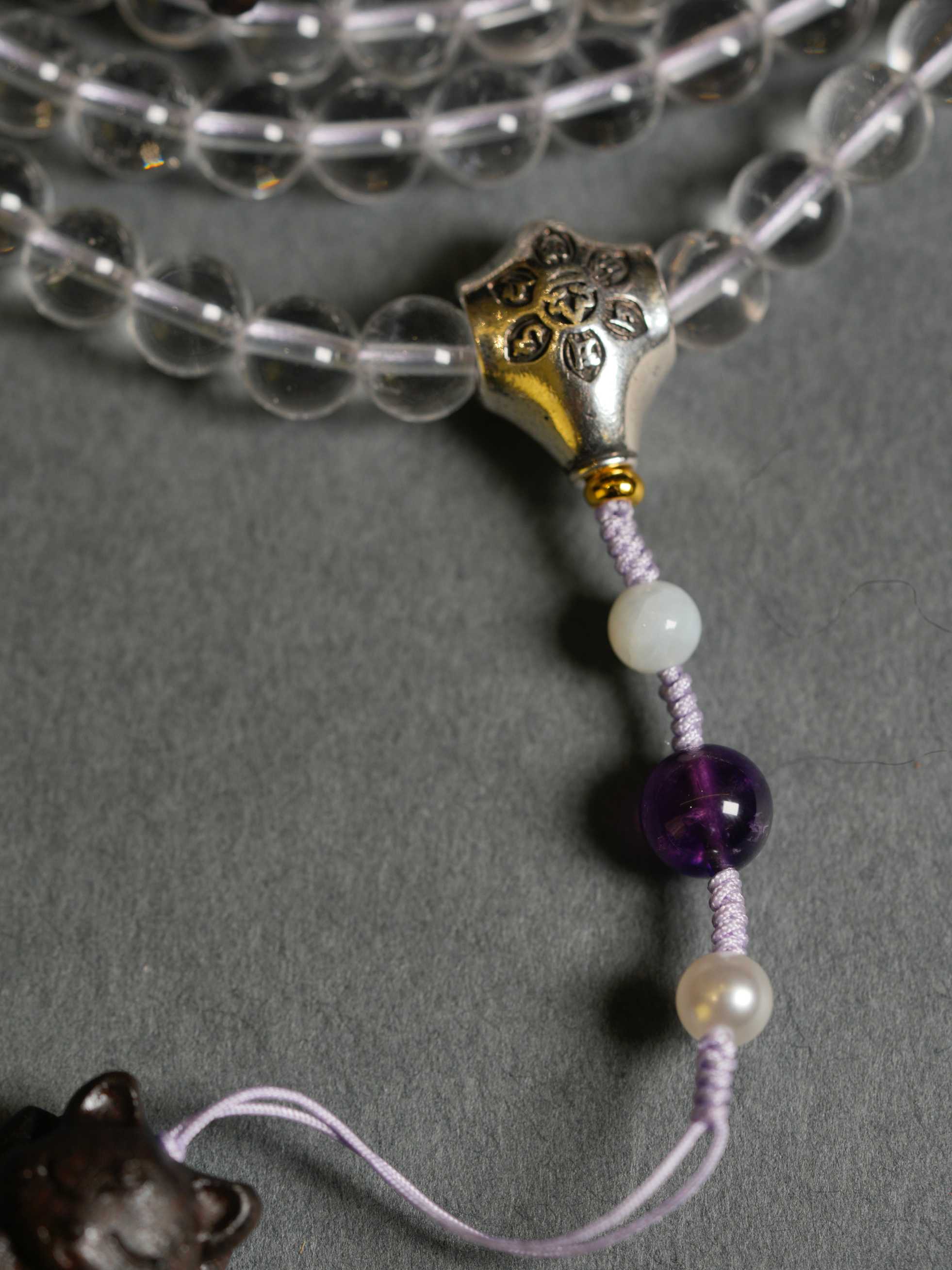 Natural Clear Quartz Wealth-Attracting Prayer 108 Beads