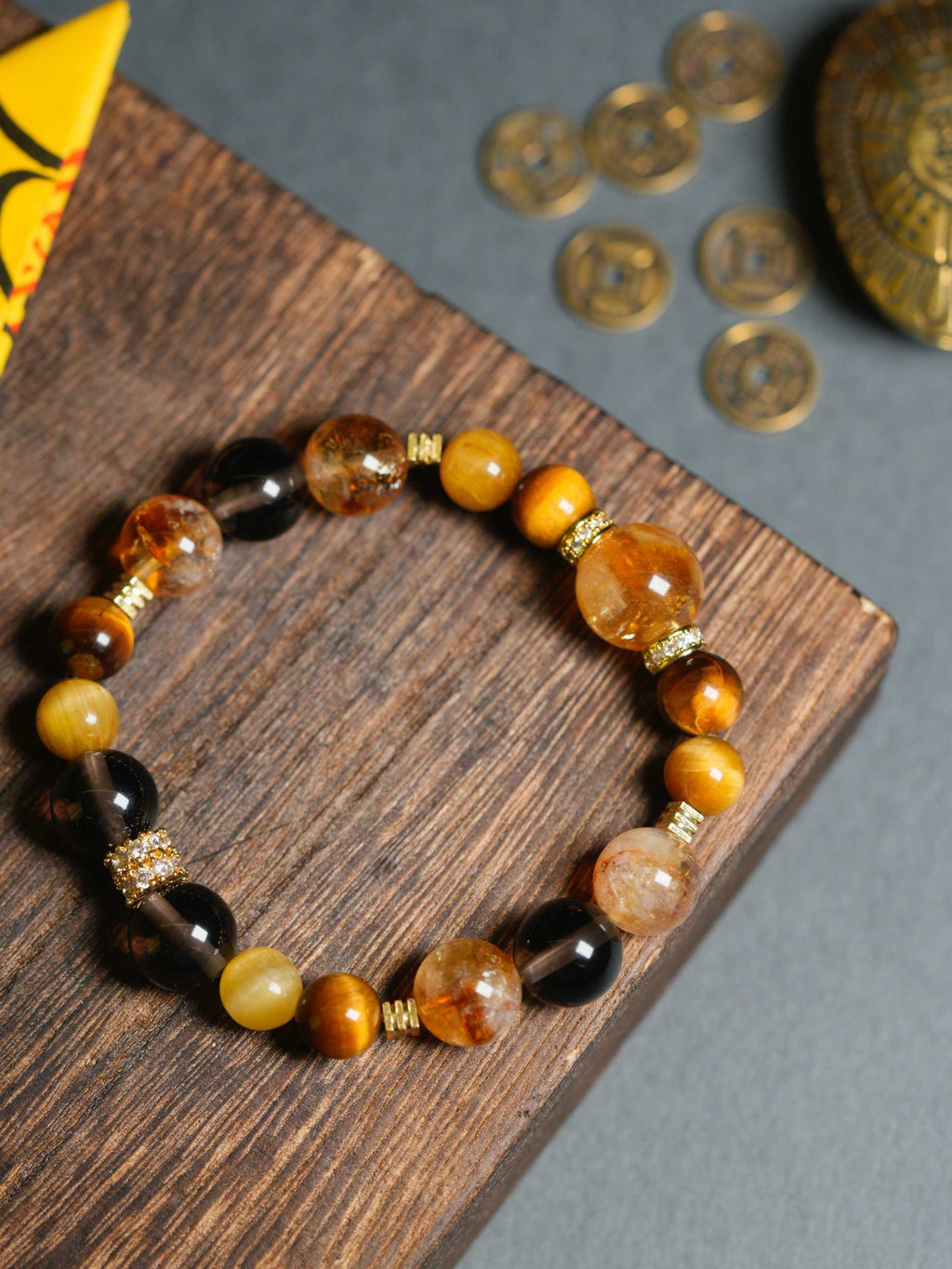Natural Golden Aura Quartz Wealth-Attracting Bracelet