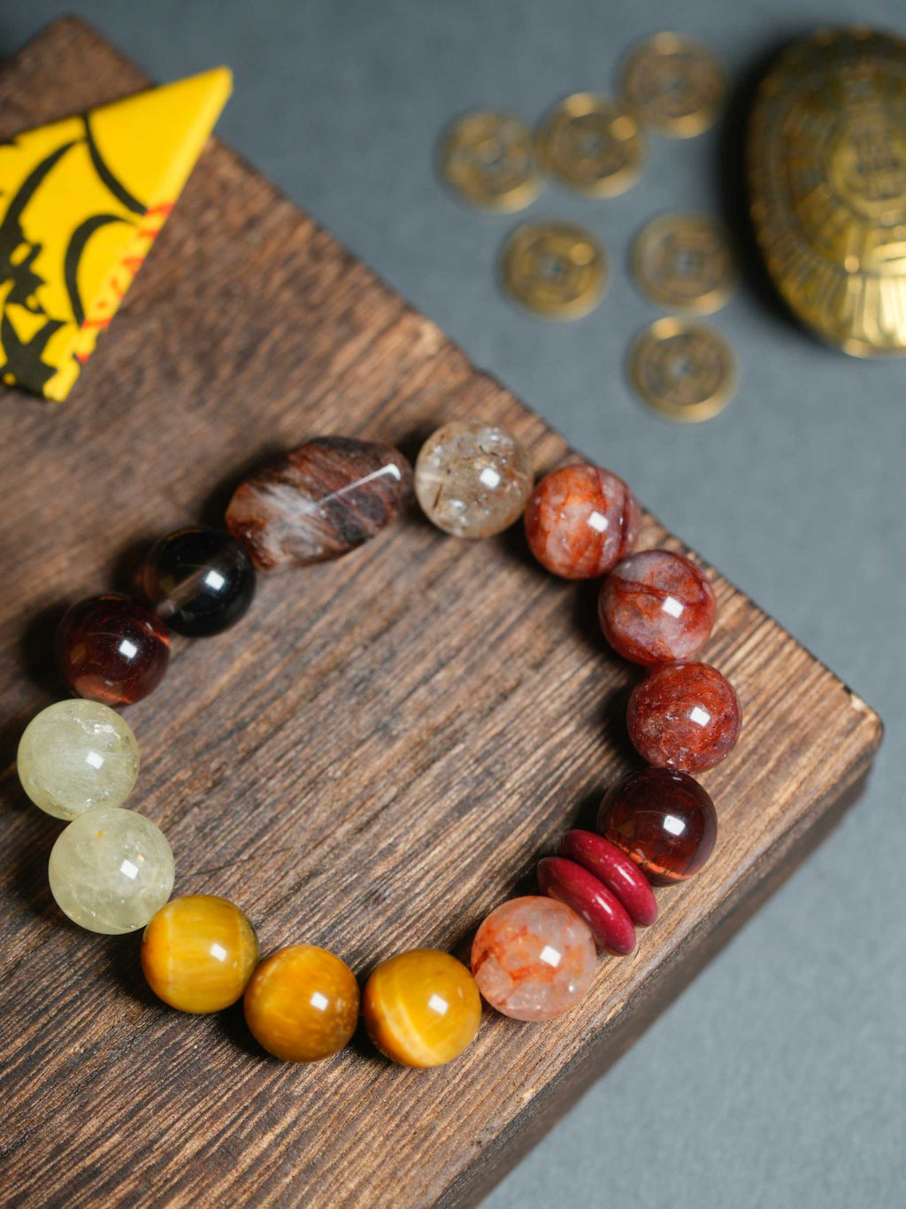 Five Elements Natural Crystal Tiger's Eye Cinnabar Wealth-Attracting Bracelet