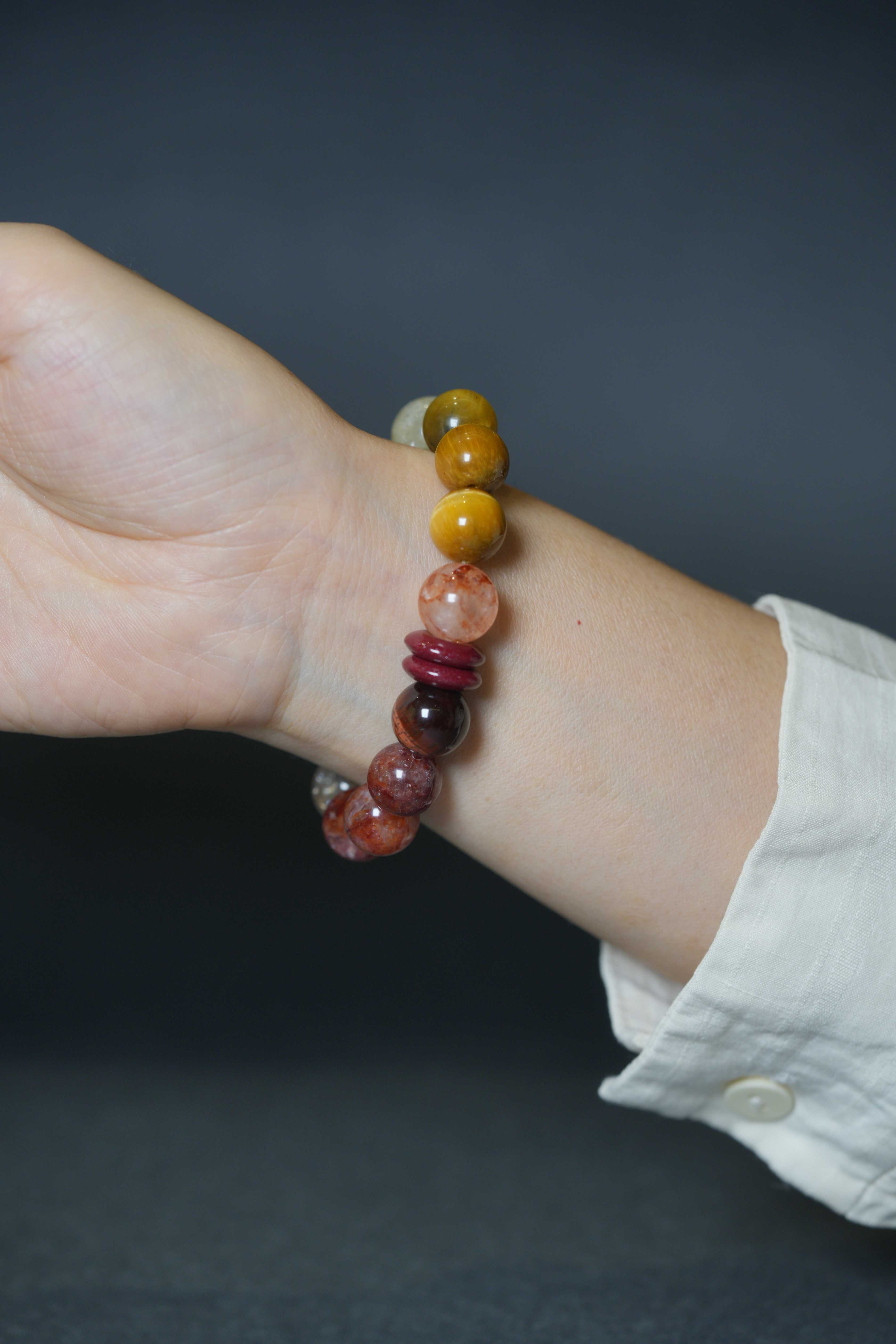 Five Elements Natural Crystal Tiger's Eye Cinnabar Wealth-Attracting Bracelet