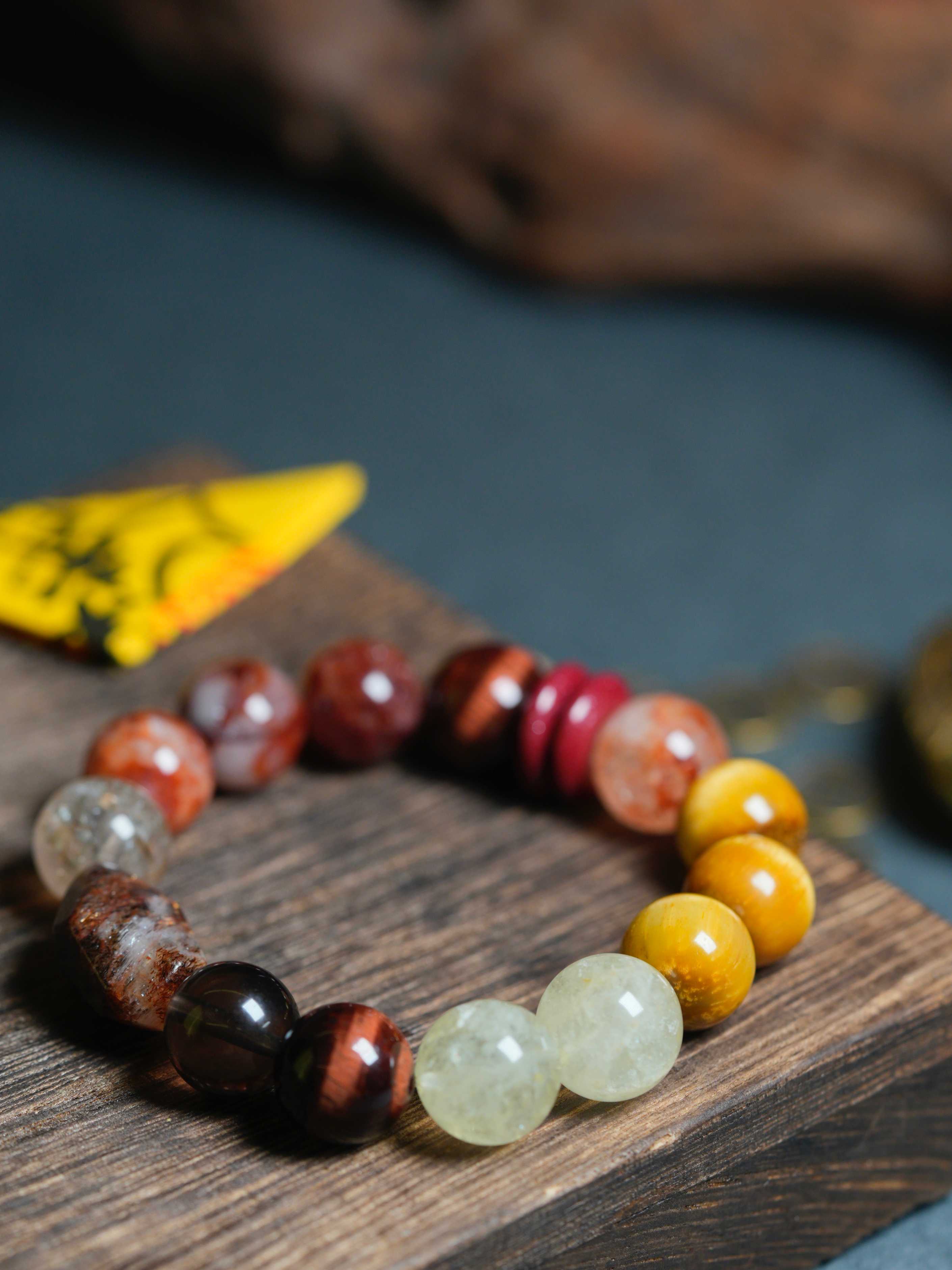 Five Elements Natural Crystal Tiger's Eye Cinnabar Wealth-Attracting Bracelet