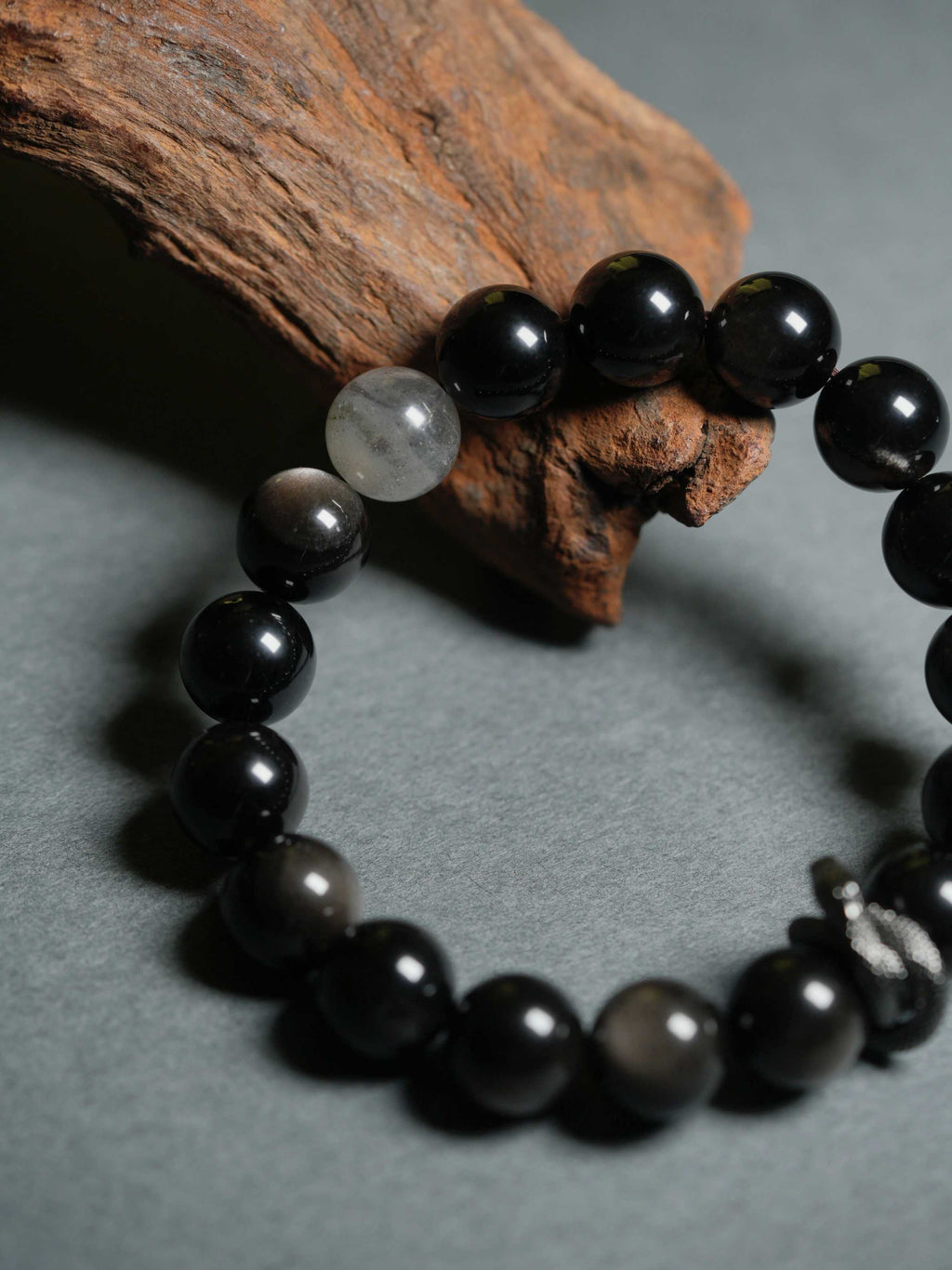 Black Snake Fortune-Turning Obsidian Moonstone Wealth-Attracting Beaded Bracelets
