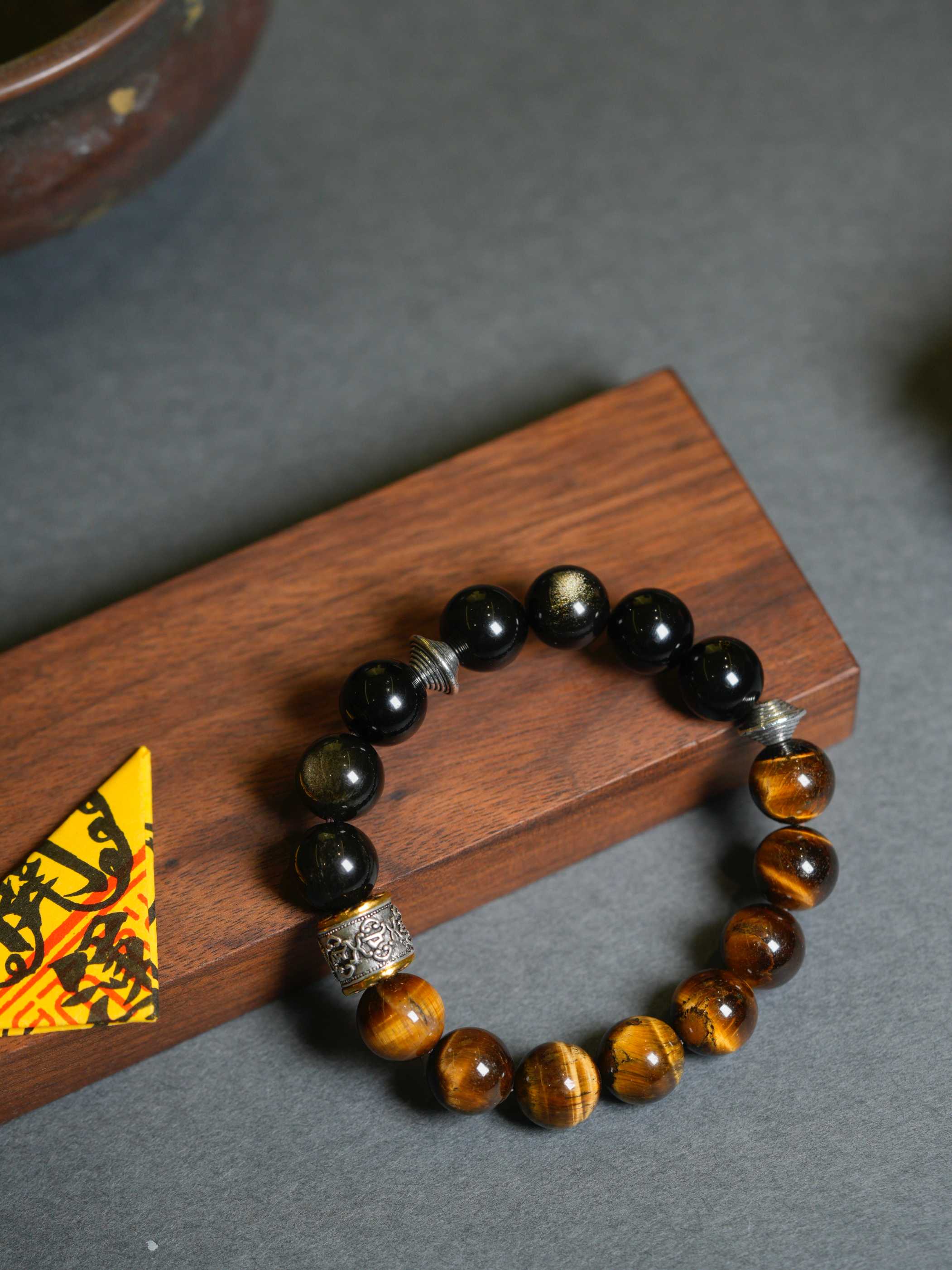 Obsidian Tiger's Eye Auspicious Beaded Bracelets