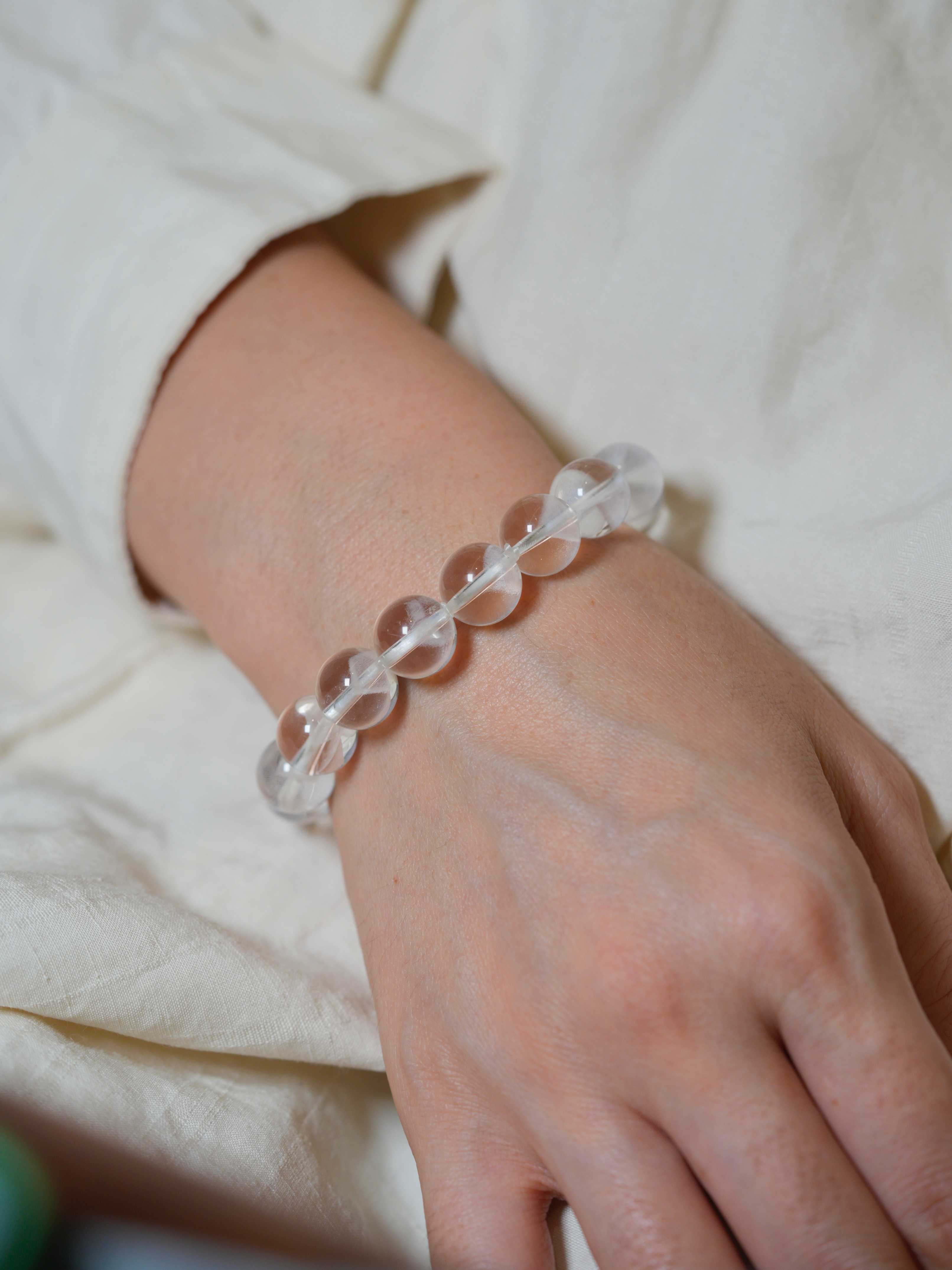 Natural White Phantom Quartz Wealth-Attracting Bracelet