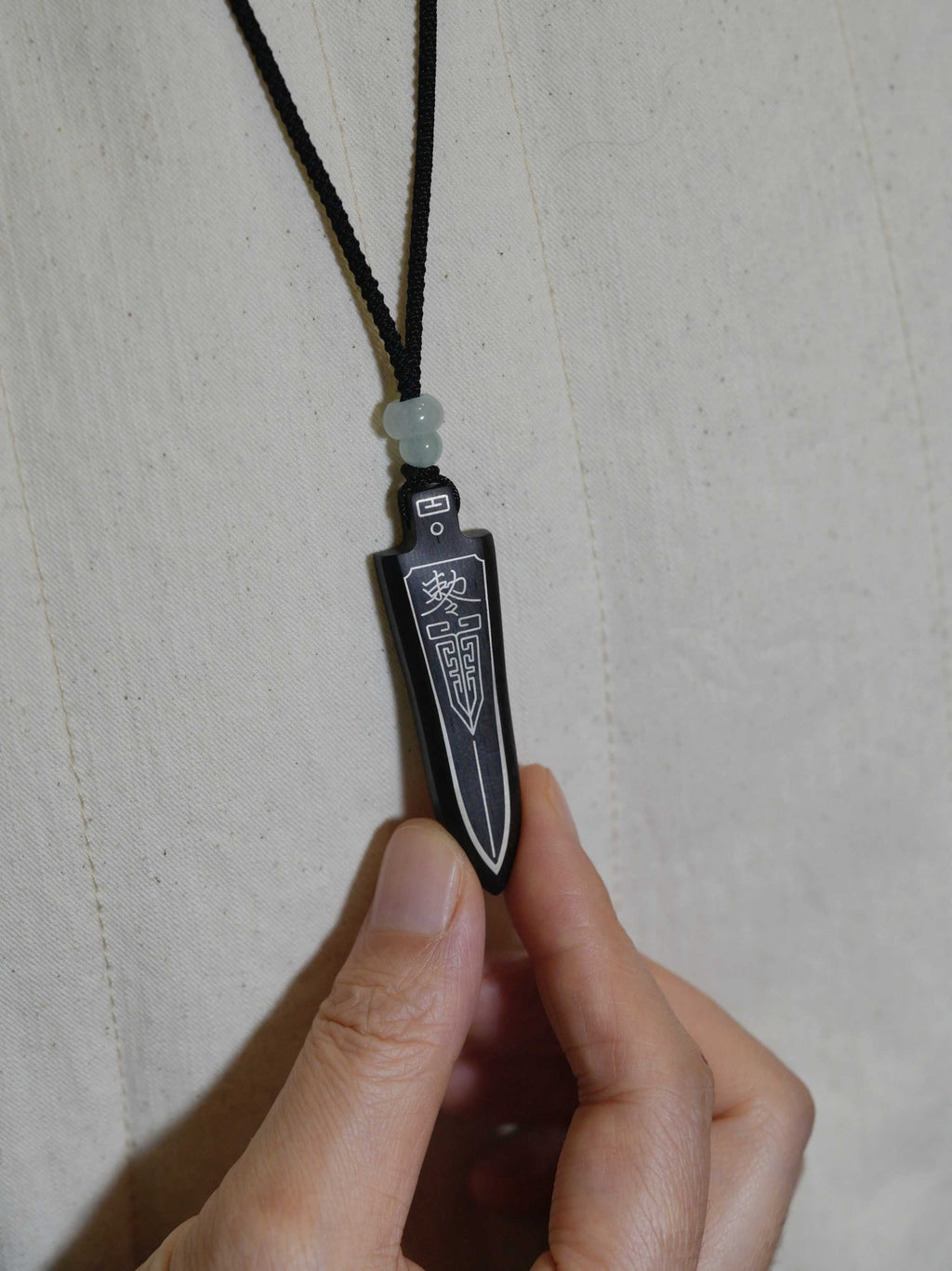 Ebony Silver-Inlaid Sacred talismans Sword Pendant