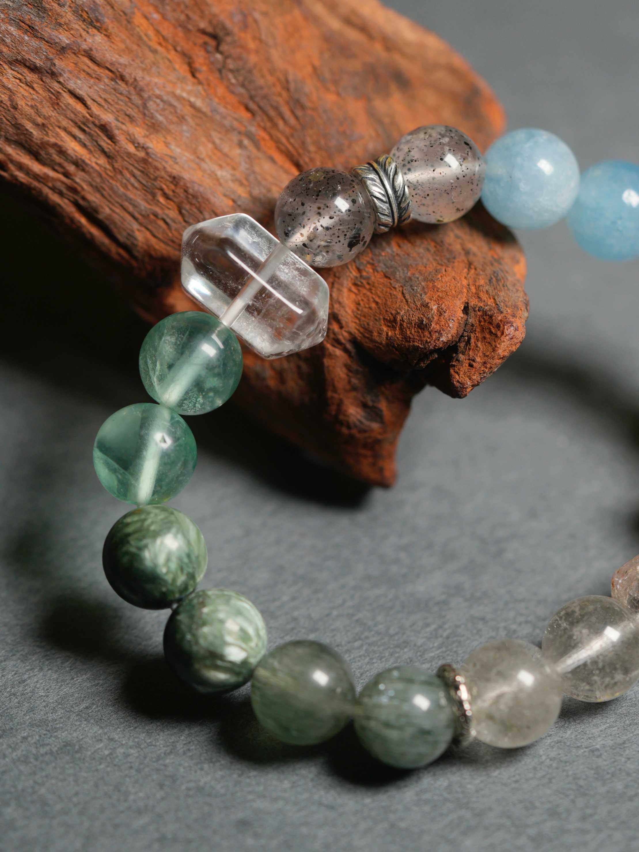 Natural Crystal Moonstone Obsidian Multi-Gem Wealth-Attracting Beaded Bracelets