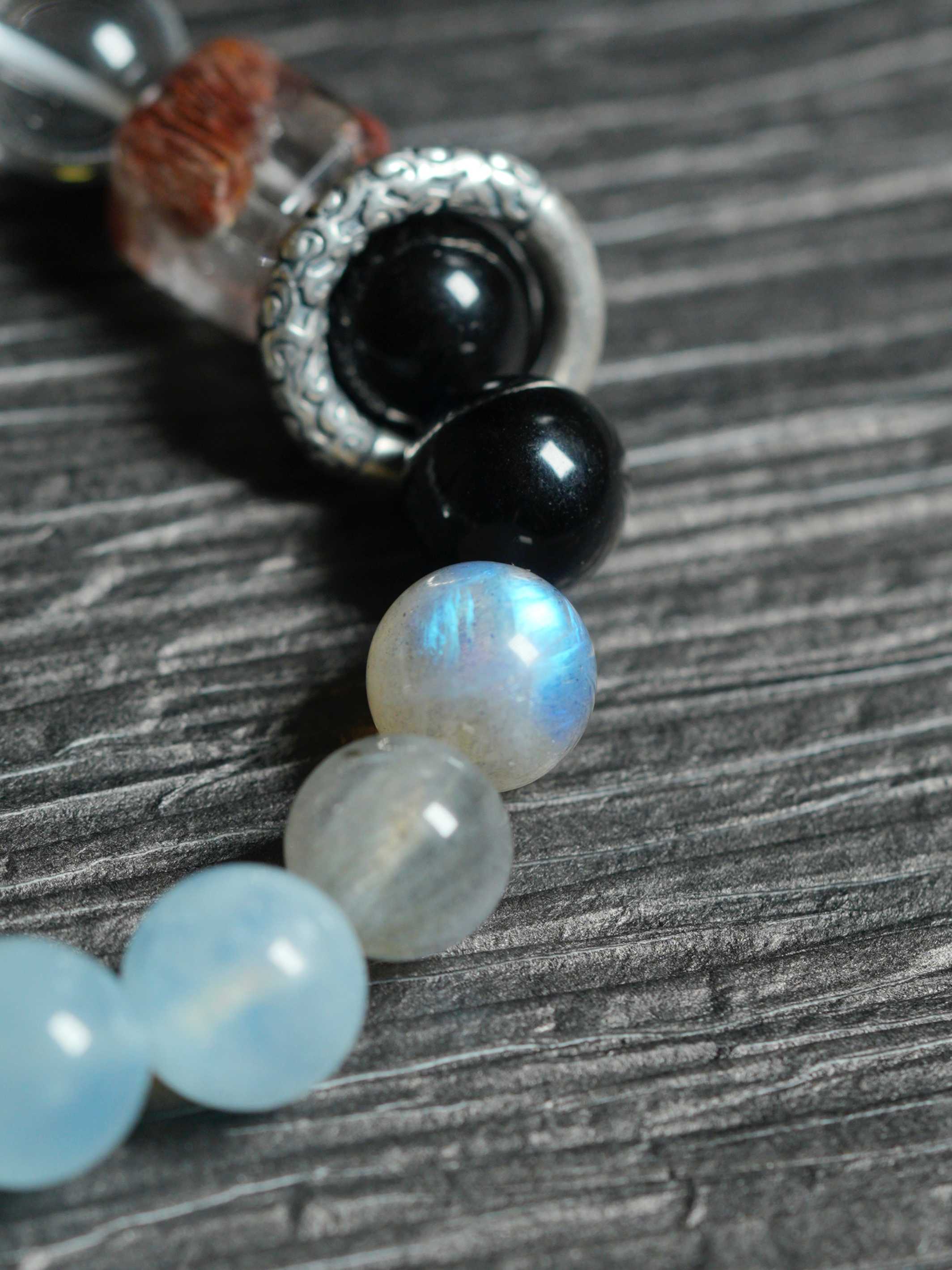 Natural Crystal Moonstone Obsidian Multi-Gem Wealth-Attracting Beaded Bracelets