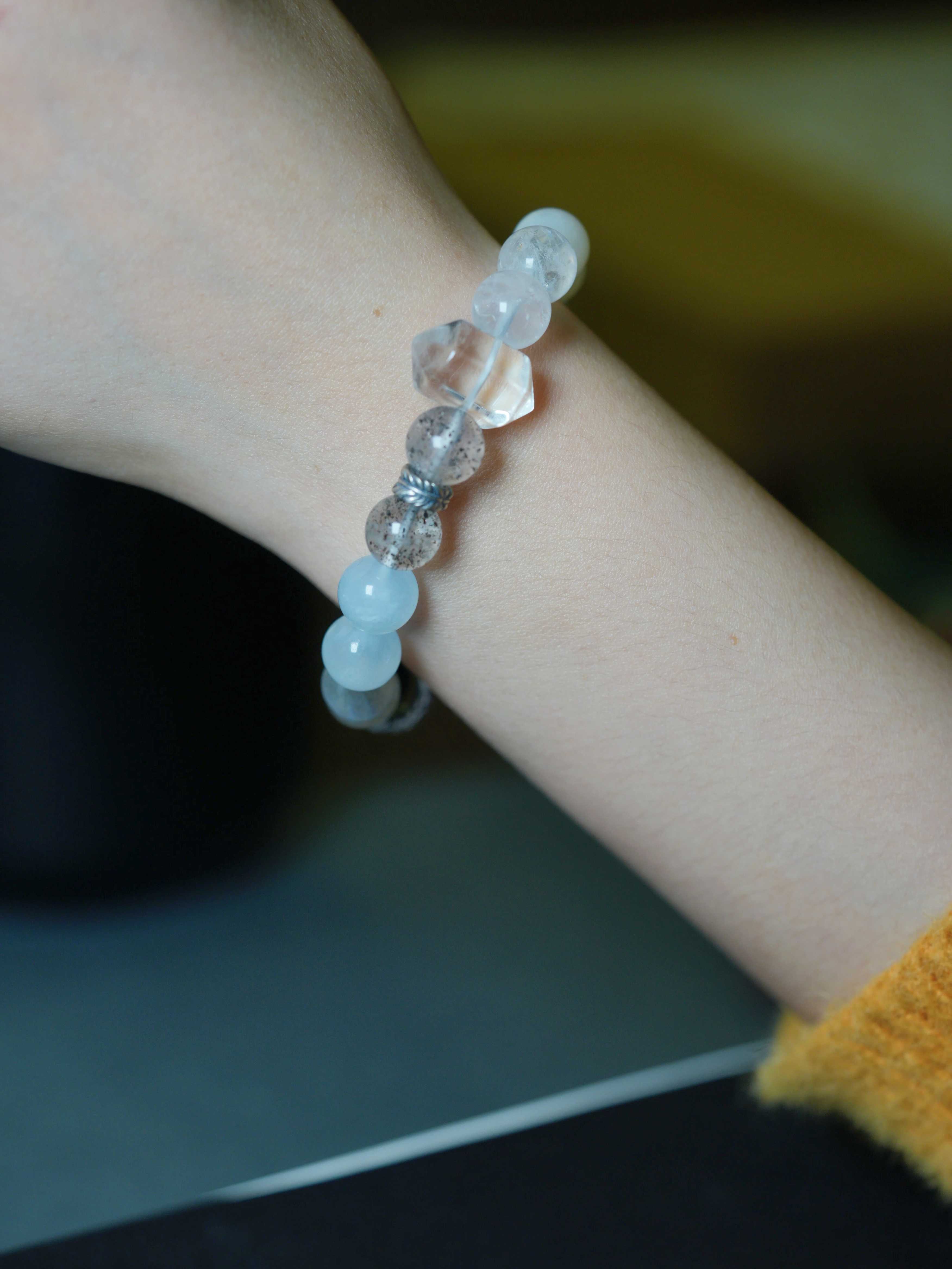 Natural Crystal Moonstone Obsidian Multi-Gem Wealth-Attracting Beaded Bracelets