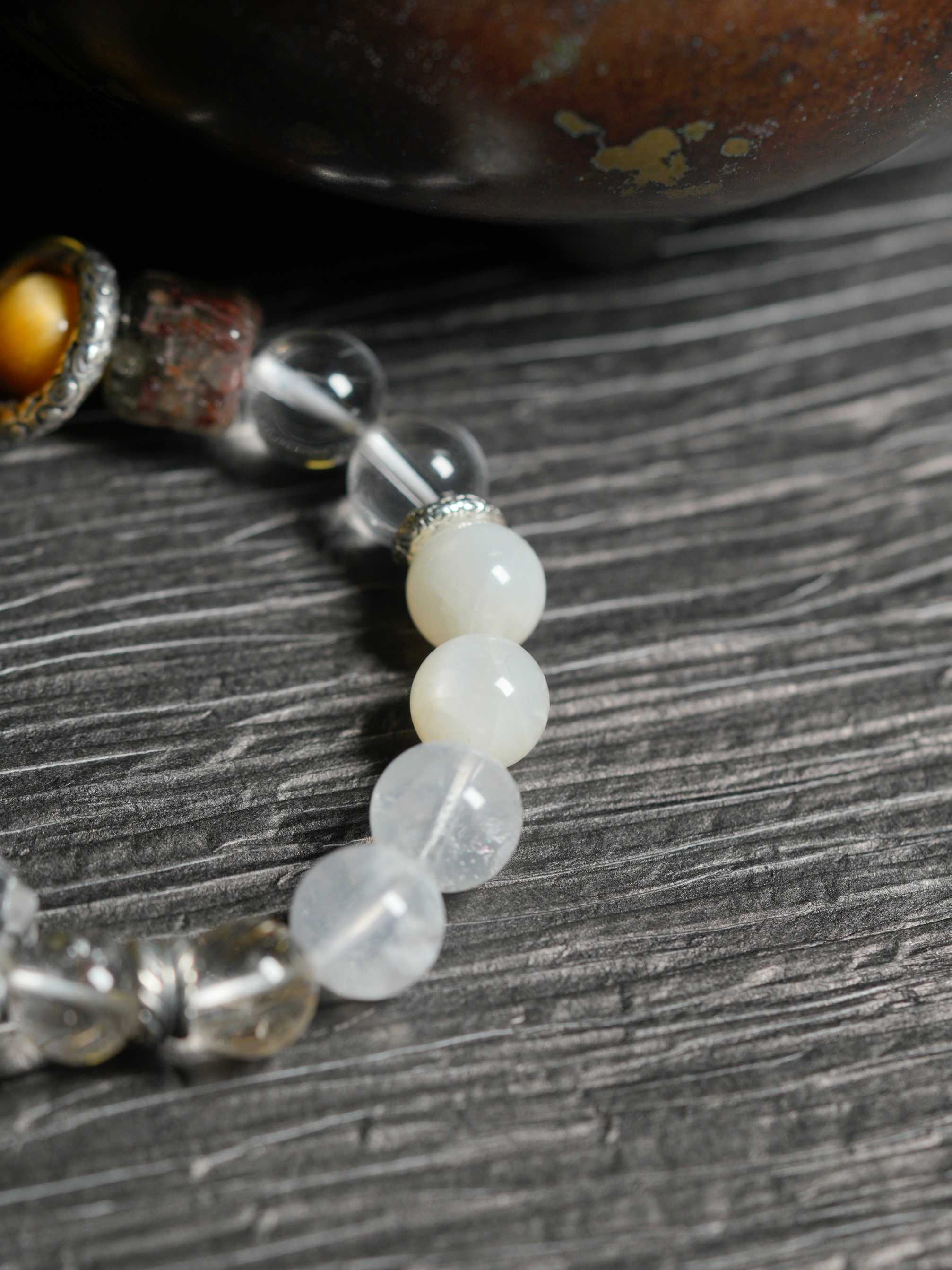 Natural Crystal Moonstone Tiger's Eye Multi-Gem Wealth-Attracting Beaded Bracelets
