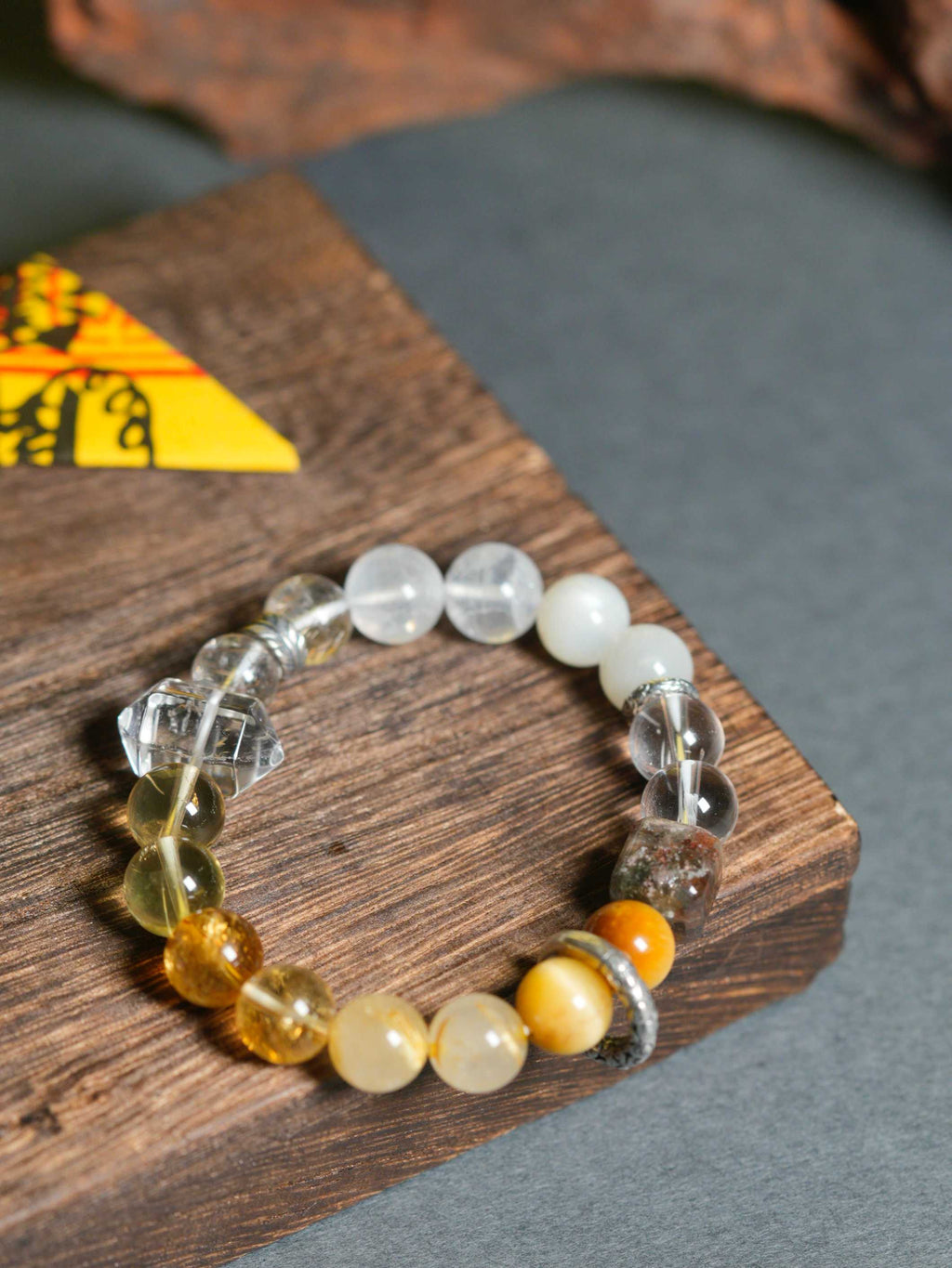 Natural Crystal Moonstone Tiger's Eye Multi-Gem Wealth-Attracting Beaded Bracelets