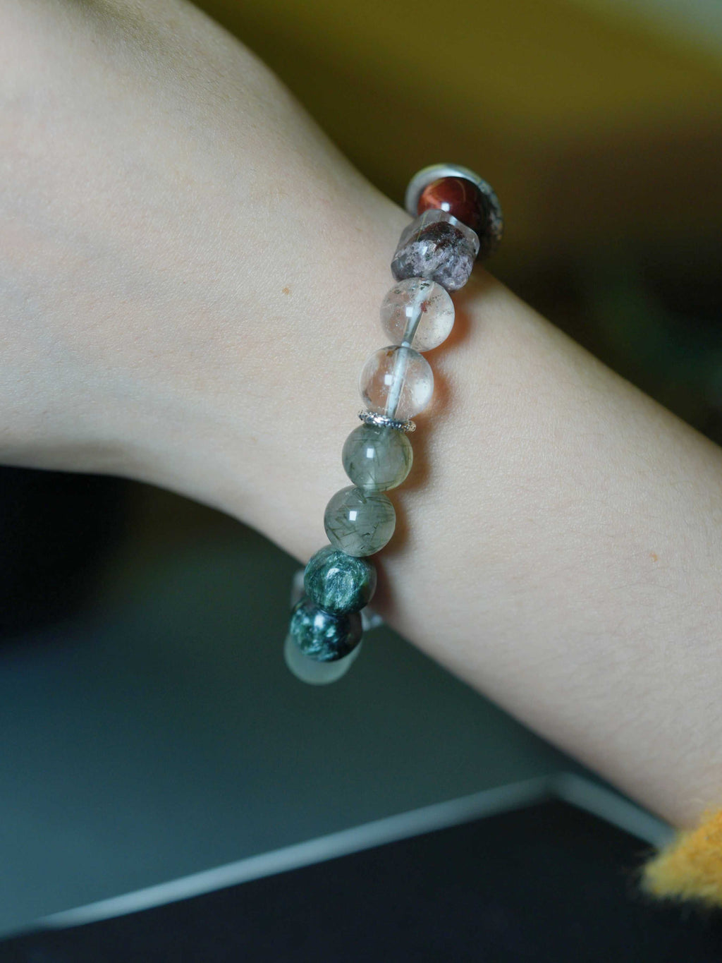 Natural Crystal Tiger's Eye Sunstone Multi-Gem Wealth-Attracting Beaded Bracelets