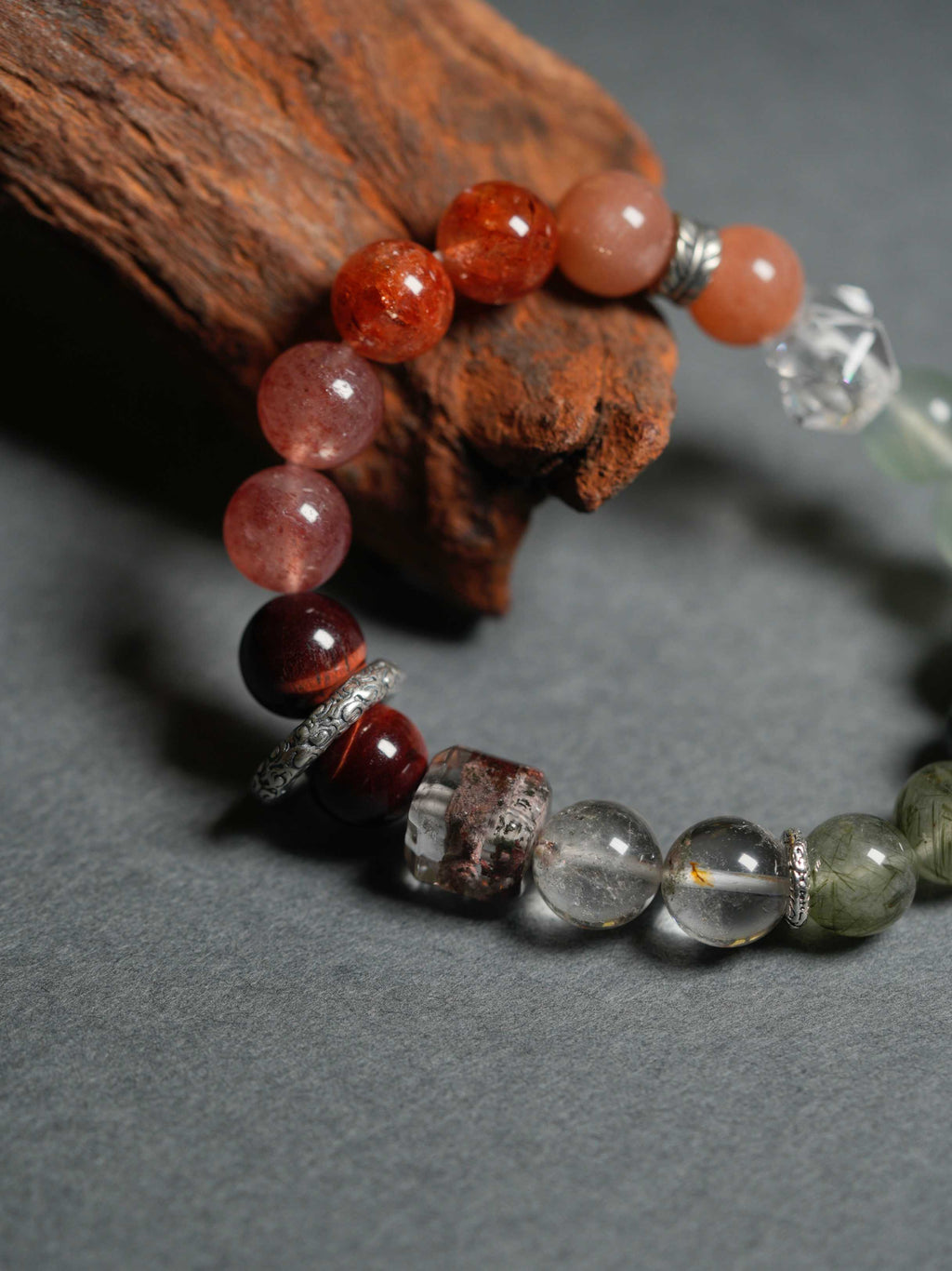 Natural Crystal Tiger's Eye Sunstone Multi-Gem Wealth-Attracting Beaded Bracelets