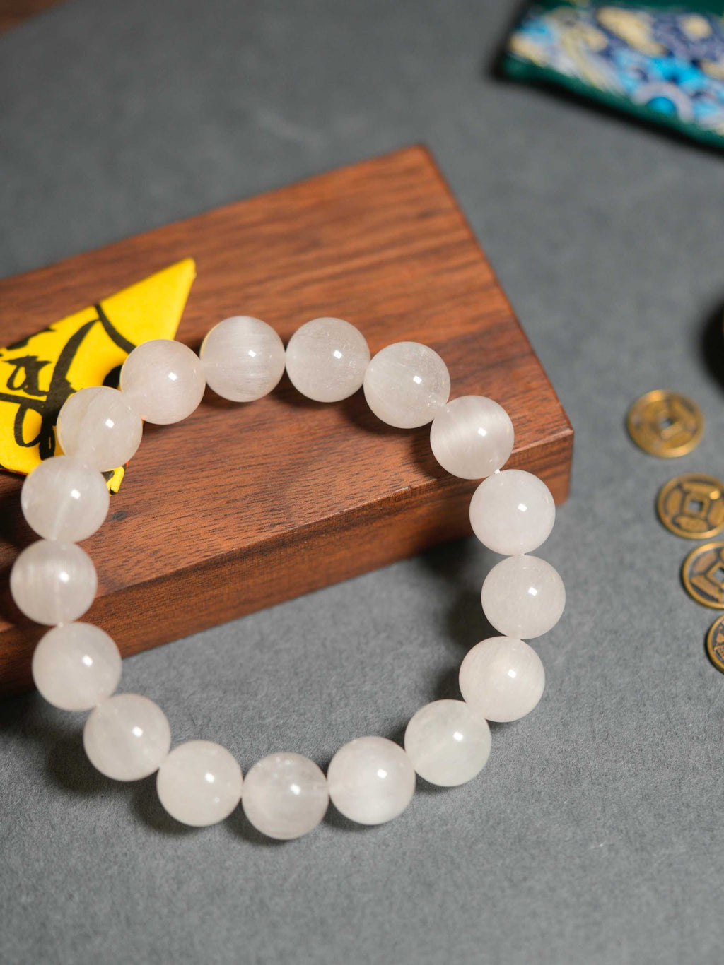 Natural White Phantom Quartz Wealth-Attracting Bracelet