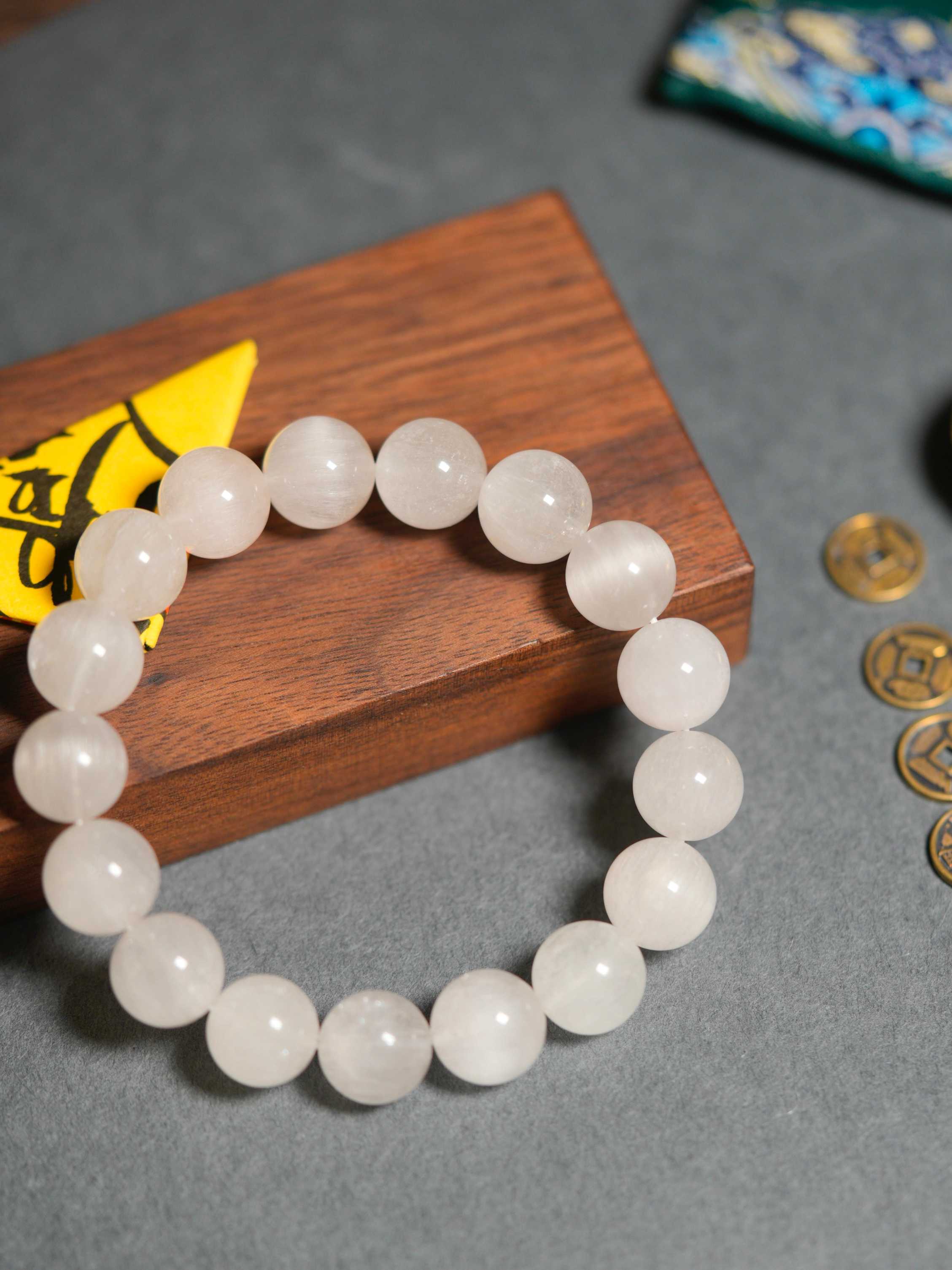 Natural White Phantom Quartz Wealth-Attracting Bracelet