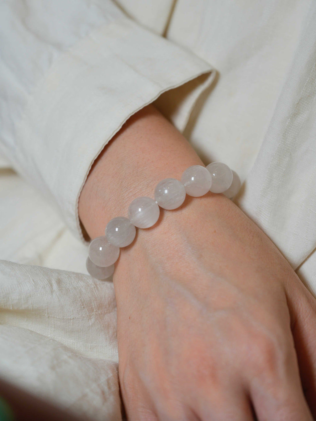 Natural White Phantom Quartz Wealth-Attracting Bracelet