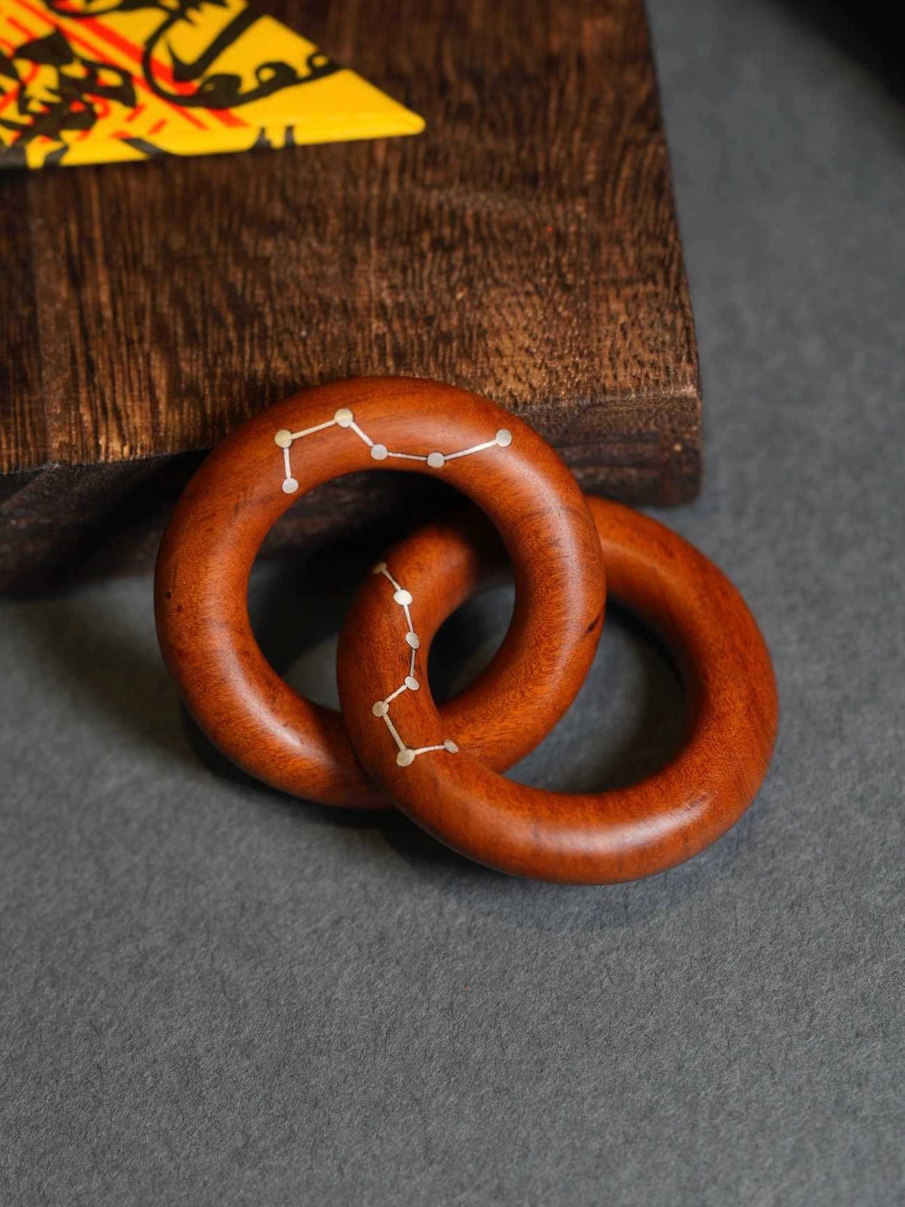 Natural Jujube Wood Mini Heaven-and-Earth Ring Pendant