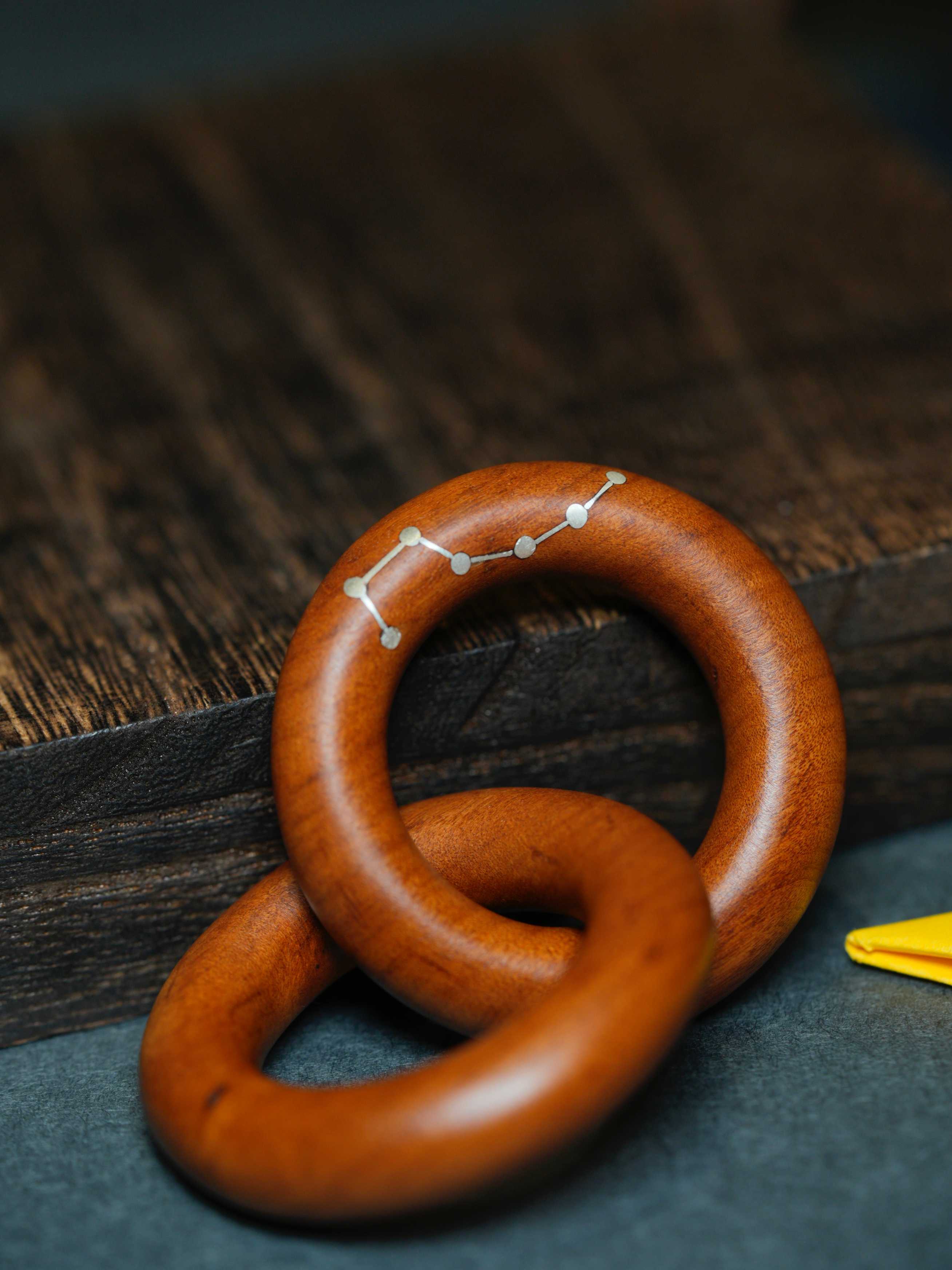 Natural Jujube Wood Mini Heaven-and-Earth Ring Pendant