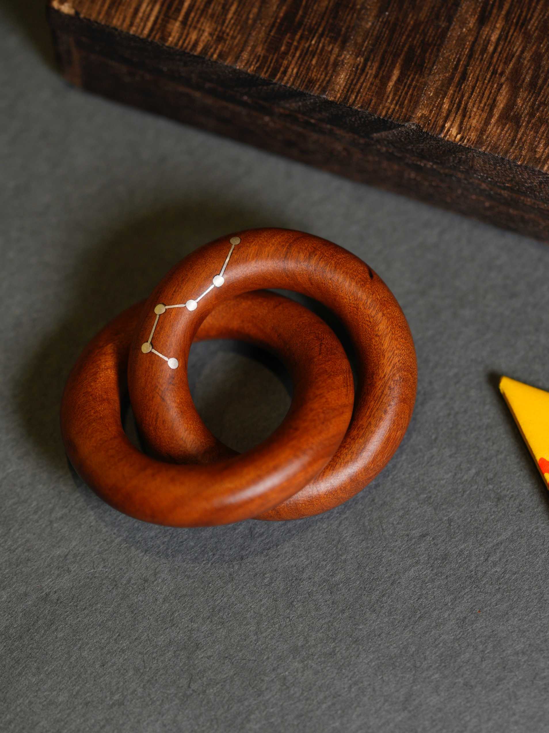 Natural Jujube Wood Mini Heaven-and-Earth Ring Pendant