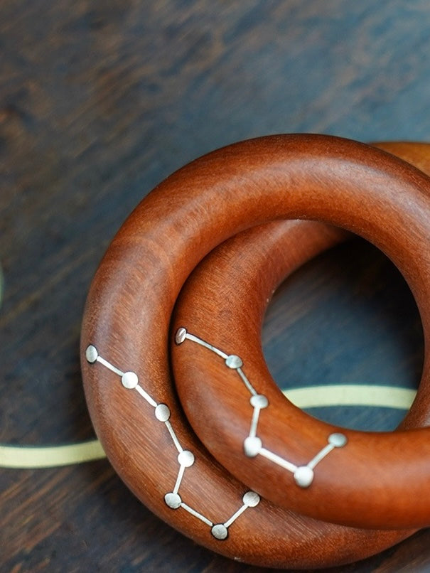 Natural Jujube Wood Mini Heaven-and-Earth Ring Pendant
