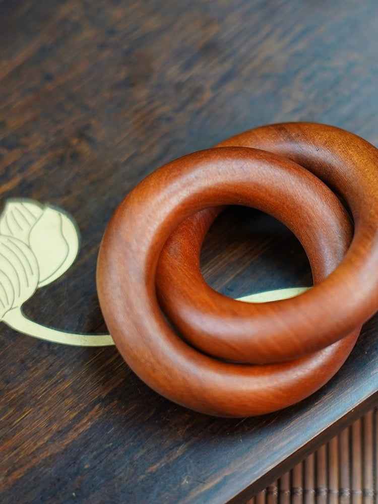 Natural Jujube Wood Mini Heaven-and-Earth Ring Pendant