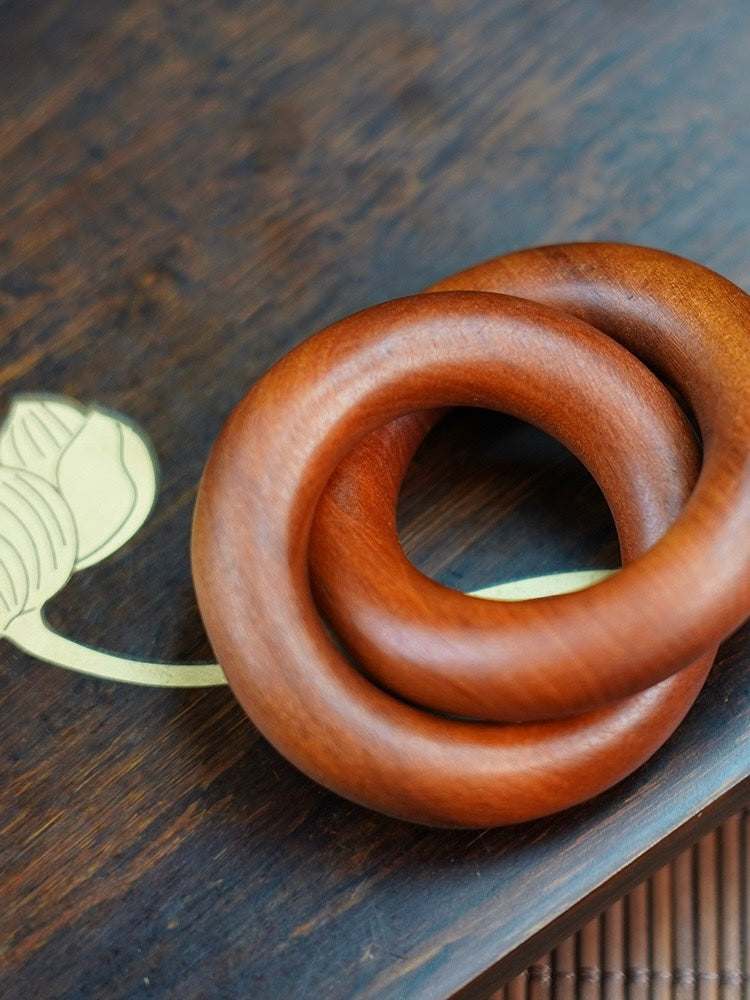 Natural Jujube Wood Mini Heaven-and-Earth Ring Pendant