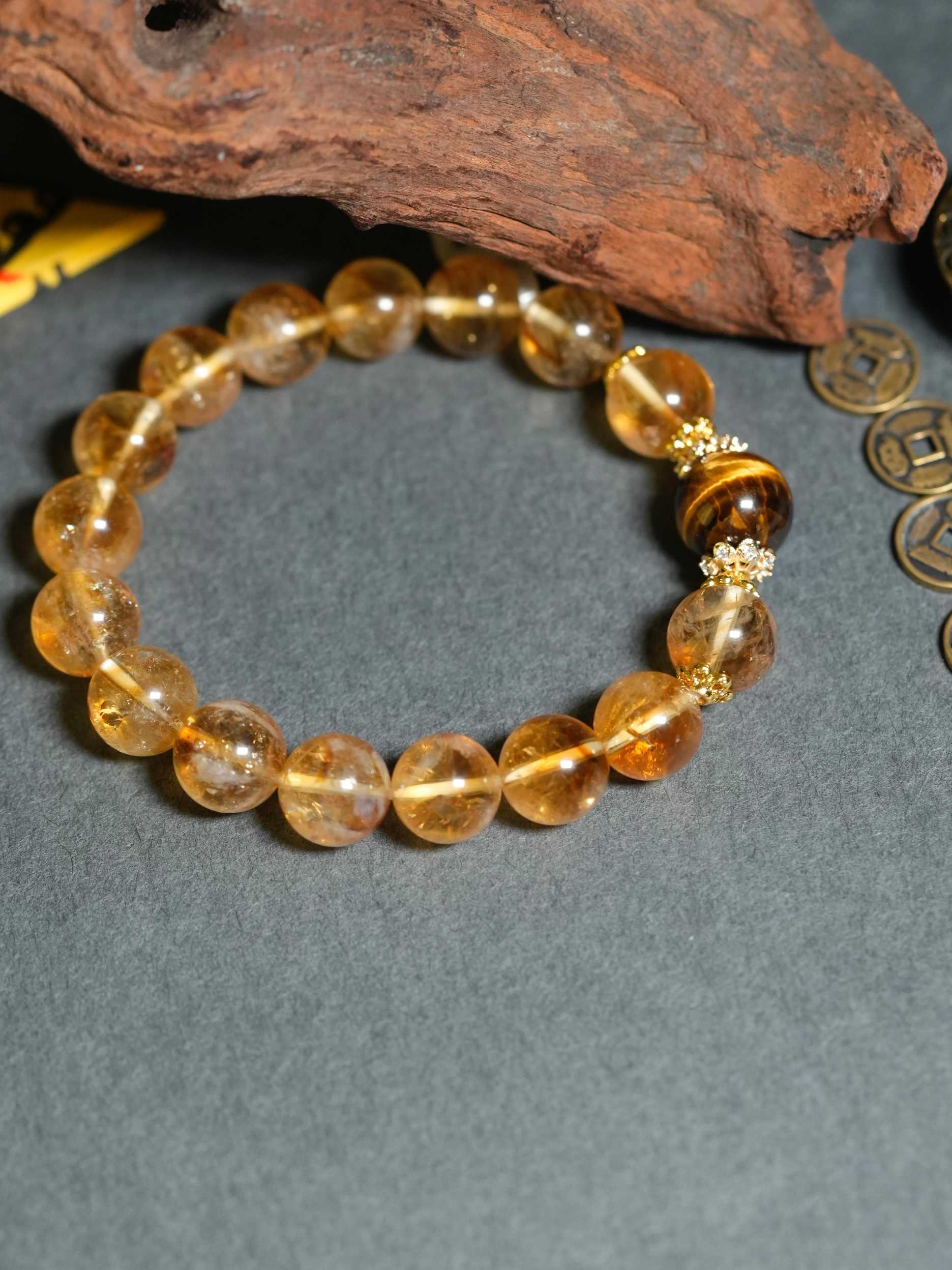 Natural Citrine Tower Crystal Wealth-Attracting Bracelet