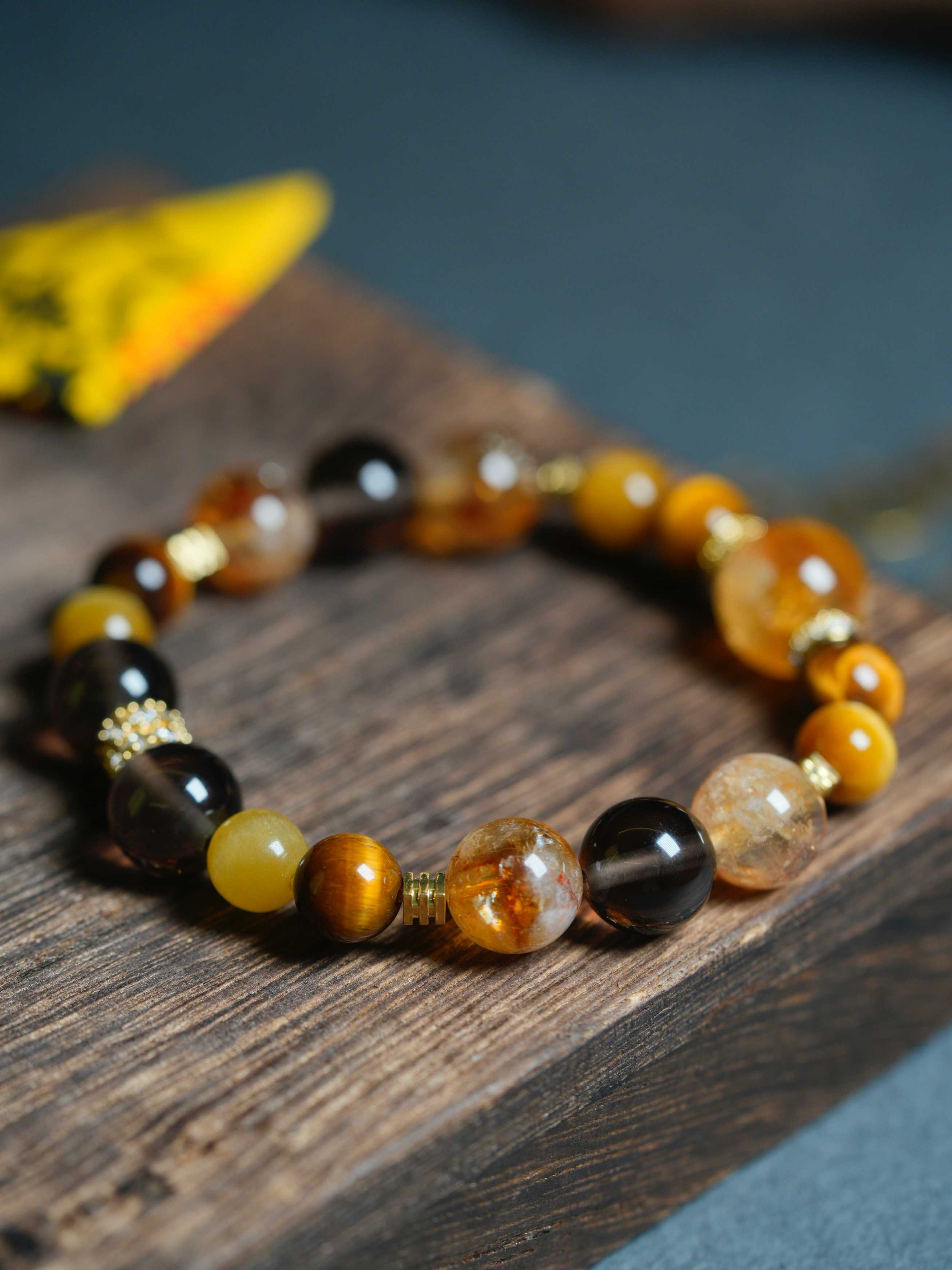 Natural Golden Aura Quartz Wealth-Attracting Bracelet