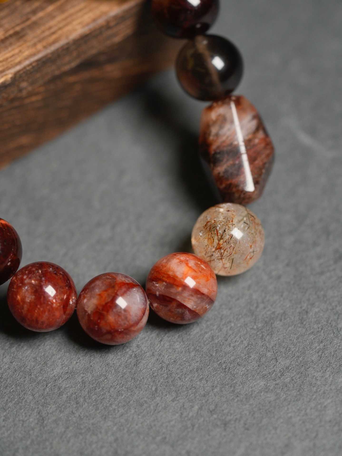 Five Elements Natural Crystal Tiger's Eye Cinnabar Wealth-Attracting Bracelet