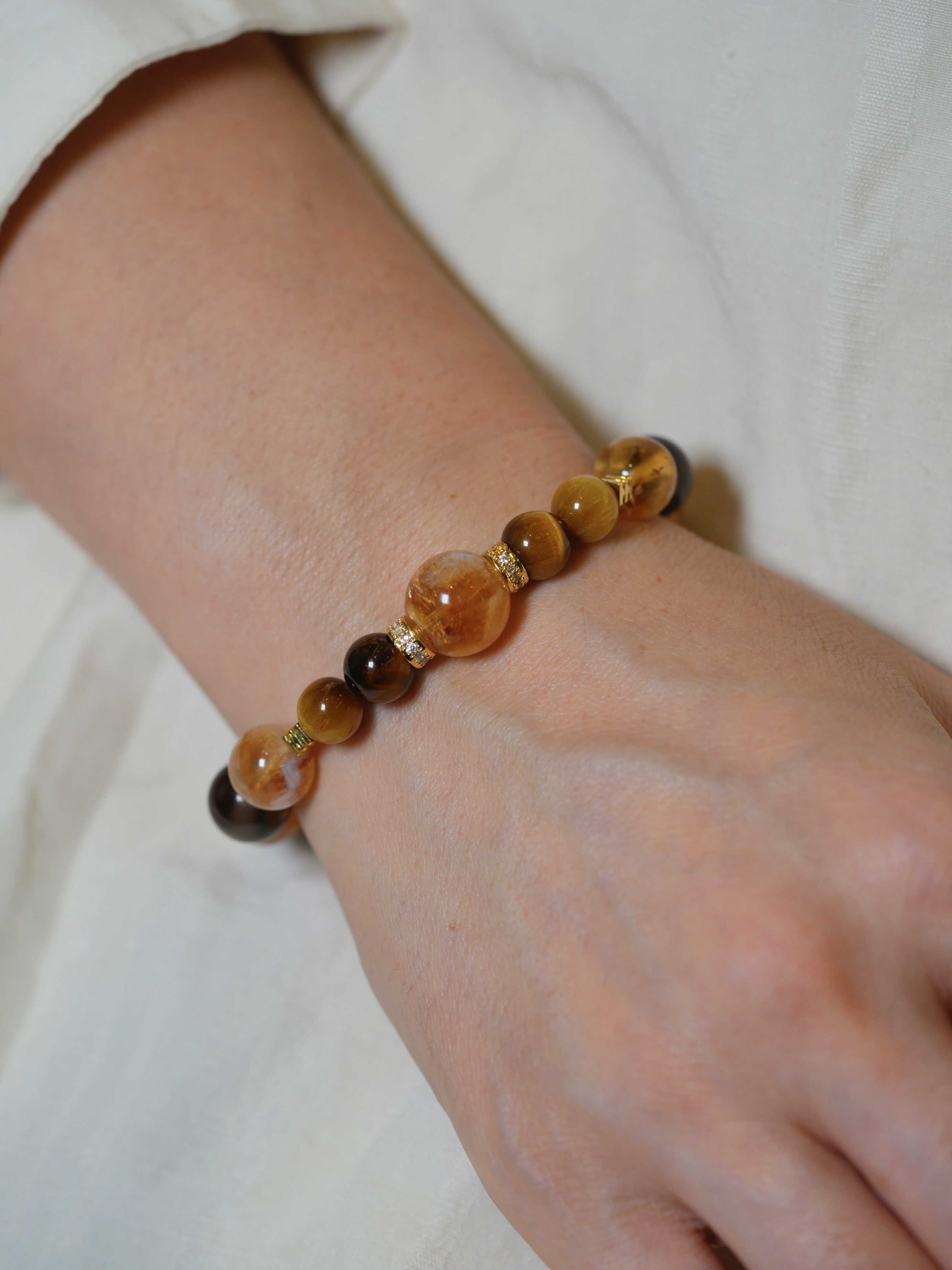 Natural Golden Aura Quartz Wealth-Attracting Bracelet